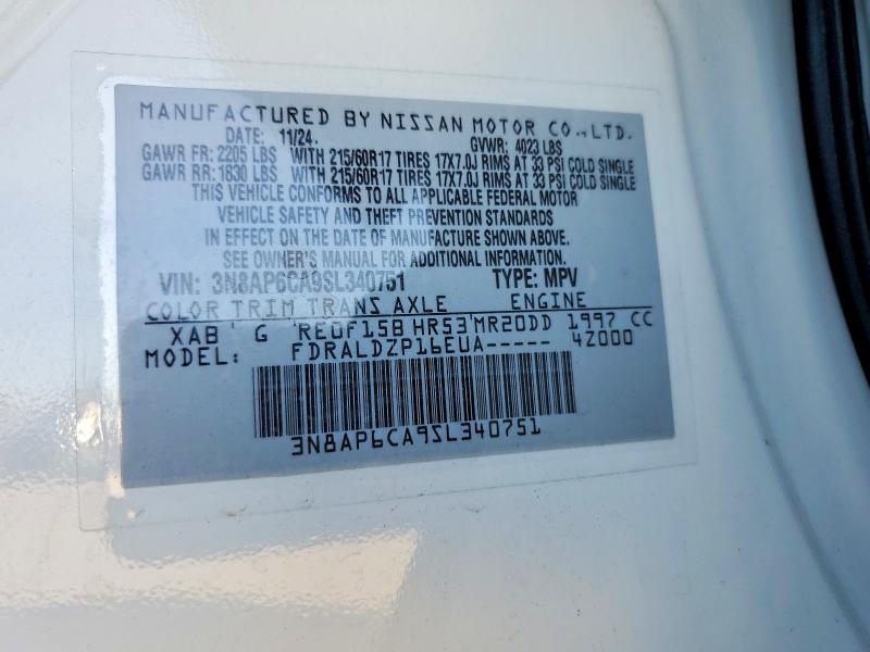 Aukcja sprzedaży 2025 Nissan Kicks, vin: 3N8AP6CA9SL340751, numer aukcji: 99746625