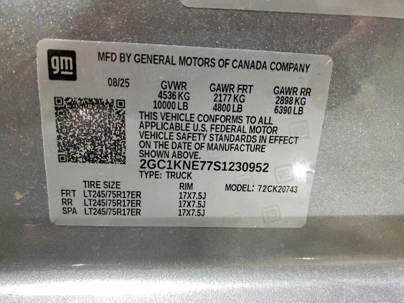 2025 Chevrolet Silverado მანქანა იყიდება აუქციონზე, vin: 2GC1KNE77S1230952, აუქციონის ნომერი: 97974735