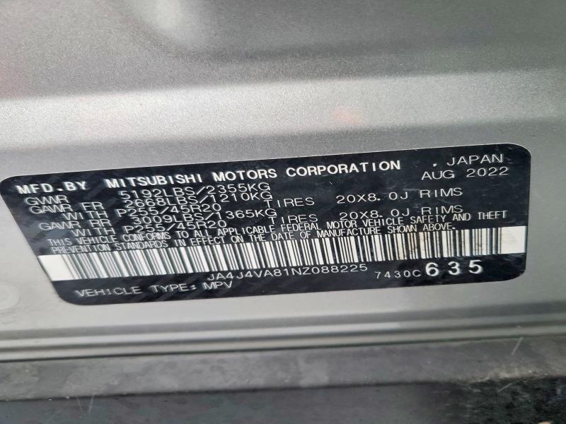 Продаж на аукціоні авто 2022 Mitsubishi Outlander, vin: JA4J4VA81NZ088225, номер лоту: 73113105