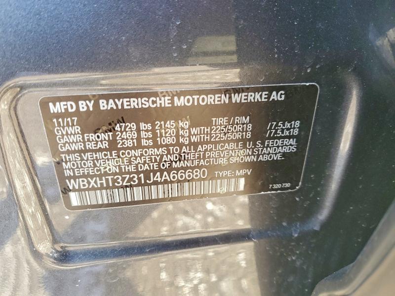 99507875 :رقم المزاد ، WBXHT3Z31J4A66680 vin ، 2018 Bmw X1 مزاد بيع