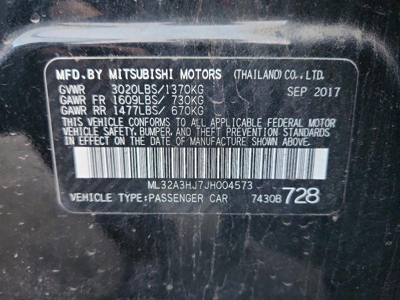 Продаж на аукціоні авто 2018 Mitsubishi Mirage, vin: ML32A3HJ7JH004573, номер лоту: 97843615