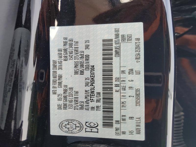 Aukcja sprzedaży 2025 Ford F150, vin: 1FTEW3LP6SKE07004, numer aukcji: 72621675