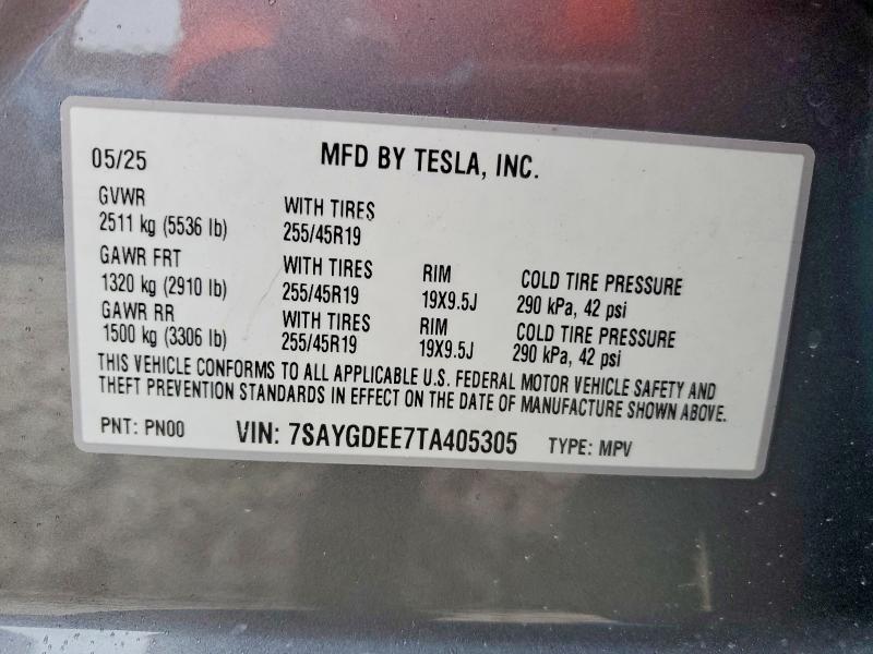 2026 Tesla Model Y მანქანა იყიდება აუქციონზე, vin: 7SAYGDEE7TA405305, აუქციონის ნომერი: 99107915
