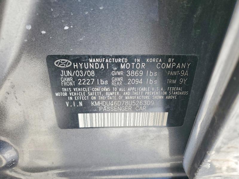 74537315 :رقم المزاد ، KMHDU46D78U526309 vin ، 2008 Hyundai Elantra Gl مزاد بيع