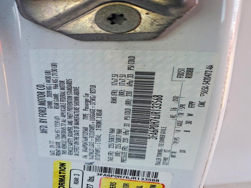 Продаж на аукціоні авто 2018 Ford Fusion Se, vin: 3FA6P0H76JR133568, номер лоту: 73988625