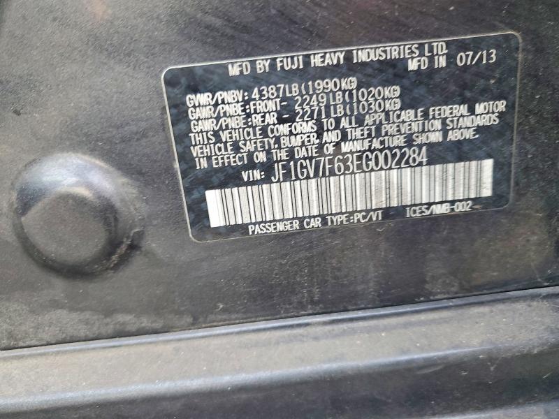 75256725 :رقم المزاد ، JF1GV7F63EG002284 vin ، 2014 Subaru Impreza Wr مزاد بيع