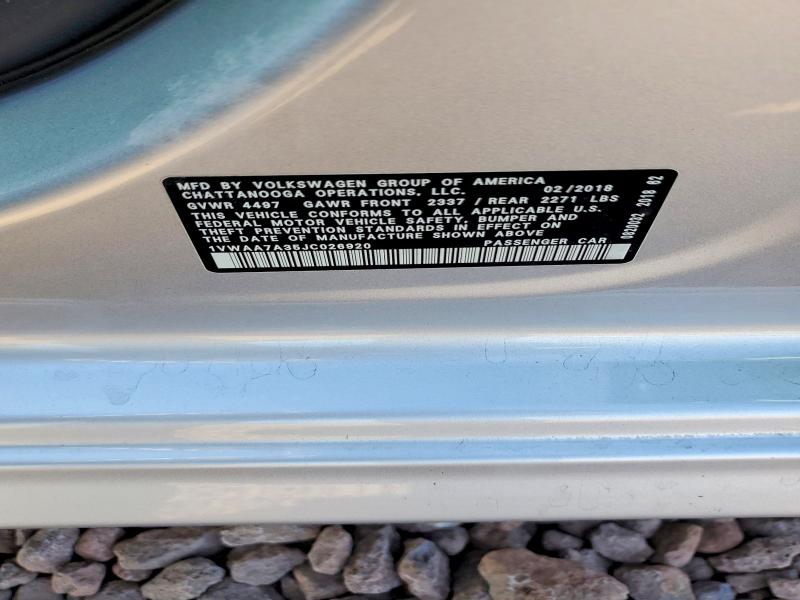 Aukcja sprzedaży 2018 Volkswagen Passat, vin: 1VWAA7A35JC026920, numer aukcji: 74813825