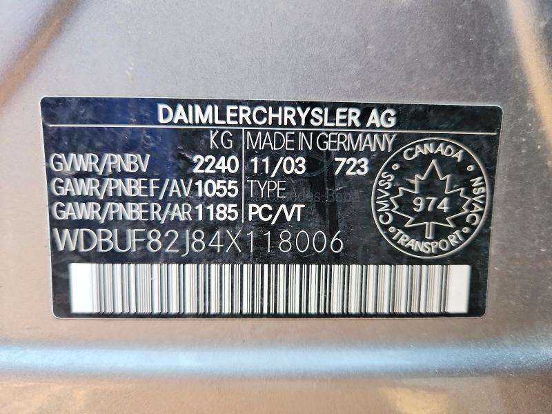 Продажа на аукционе авто 2004 Mercedes-benz E 320 4mat, vin: WDBUF82J84X118006, номер лота: 73330735