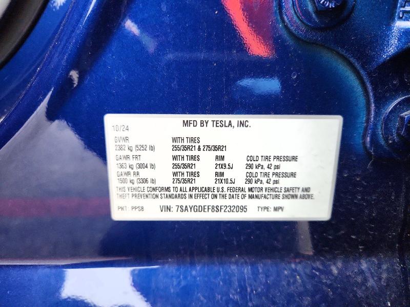 Aukcja sprzedaży 2025 Tesla Model Y, vin: 7SAYGDEF8SF232095, numer aukcji: 98680695