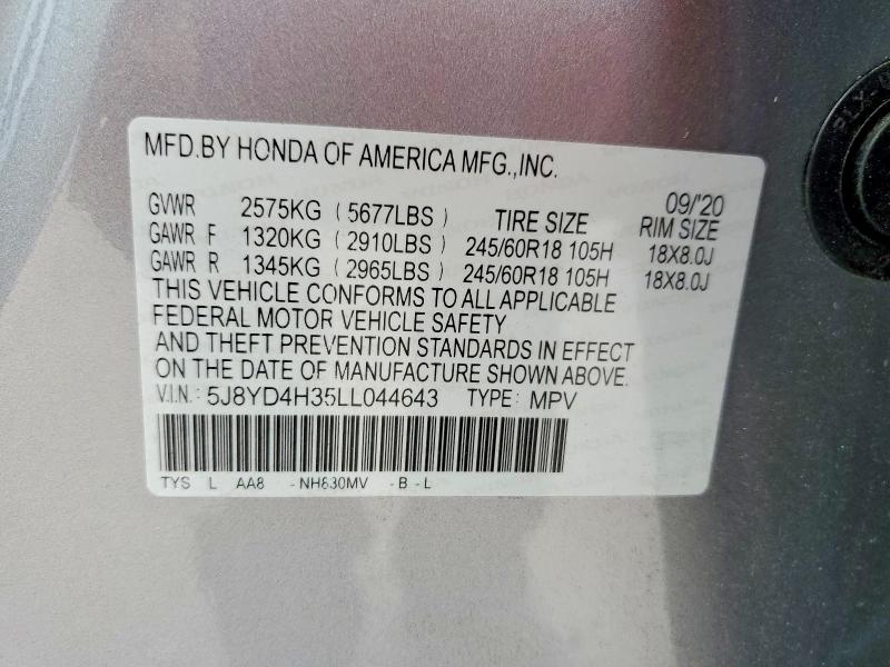 Aukcja sprzedaży 2020 Acura Mdx, vin: 5J8YD4H35LL044643, numer aukcji: 99657295