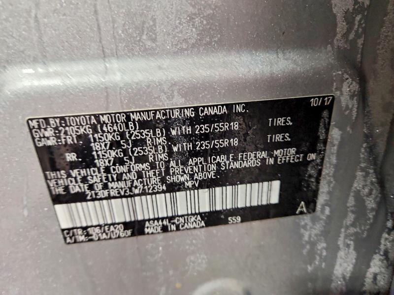 75475645 :رقم المزاد ، 2T3DFREV3JW712394 vin ، 2018 Toyota Rav4 مزاد بيع