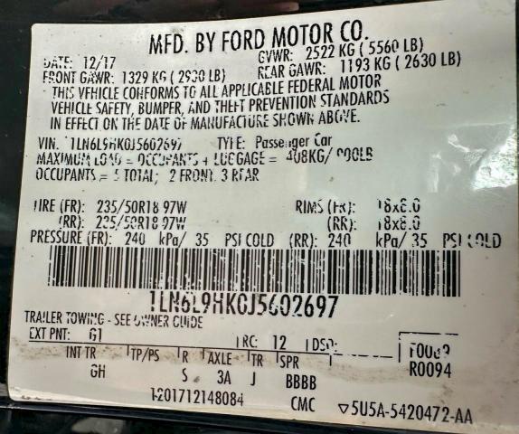 Auction sale of the 2018 Lincoln Continenta, vin: 1LN6L9HK0J5602697, lot number: 72159935