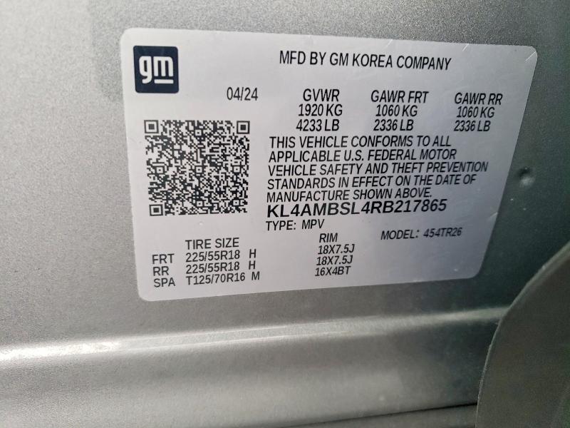 72979375 :رقم المزاد ، KL4AMBSL4RB217865 vin ، 2024 Buick Encore Gx مزاد بيع