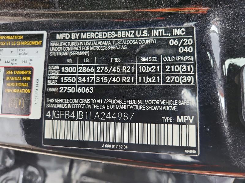Aukcja sprzedaży 2020 Mercedes-benz Gle 350, vin: 4JGFB4JB1LA244987, numer aukcji: 72603005