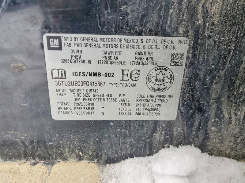 2015 Gmc Sierra მანქანა იყიდება აუქციონზე, vin: 3GTU2UEC0FG415667, აუქციონის ნომერი: 74878295