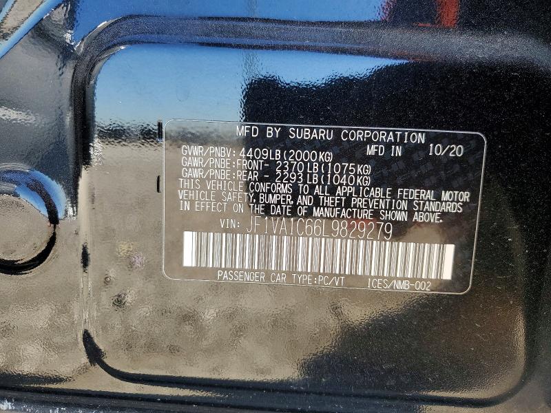Aukcja sprzedaży 2020 Subaru Wrx Premiu, vin: JF1VA1C66L9829279, numer aukcji: 73339025