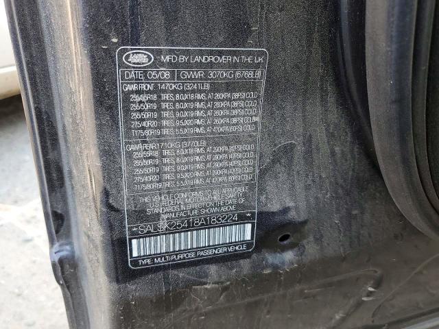 Aukcja sprzedaży 2008 Land Rover Range Rove, vin: SALSK25418A183224, numer aukcji: 72274415