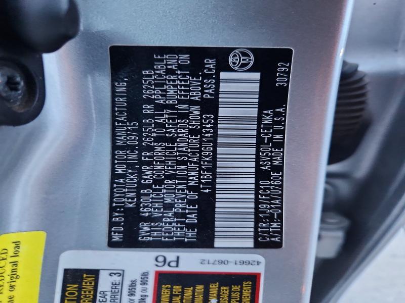 Aukcja sprzedaży 2016 Toyota Camry Le, vin: 4T1BF1FK9GU143453, numer aukcji: 73999835