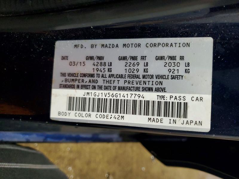 74245625 :رقم المزاد ، JM1GJ1V56G1417794 vin ، 2016 Mazda 6 مزاد بيع