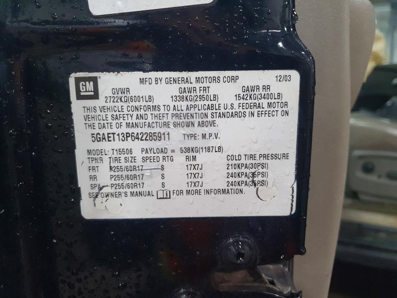 Aukcja sprzedaży 2004 Buick Rainier, vin: 5GAET13P642285911, numer aukcji: 73187505