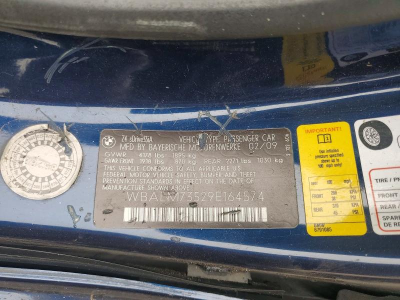 Продажа на аукционе авто 2009 Bmw Z4, vin: WBALM73529E164574, номер лота: 74048905