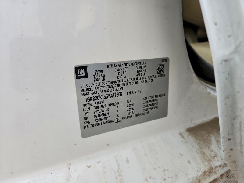 Aukcja sprzedaży 2016 Gmc Yukon, vin: 1GKS2CKJ5GR417666, numer aukcji: 98798745