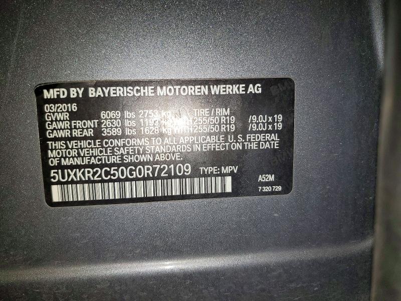 Продаж на аукціоні авто 2016 Bmw X5, vin: 5UXKR2C50G0R72109, номер лоту: 72676175