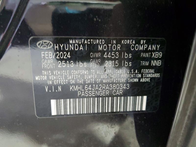 Aukcja sprzedaży 2024 Hyundai Sonata, vin: KMHL64JA2RA380343, numer aukcji: 72334655