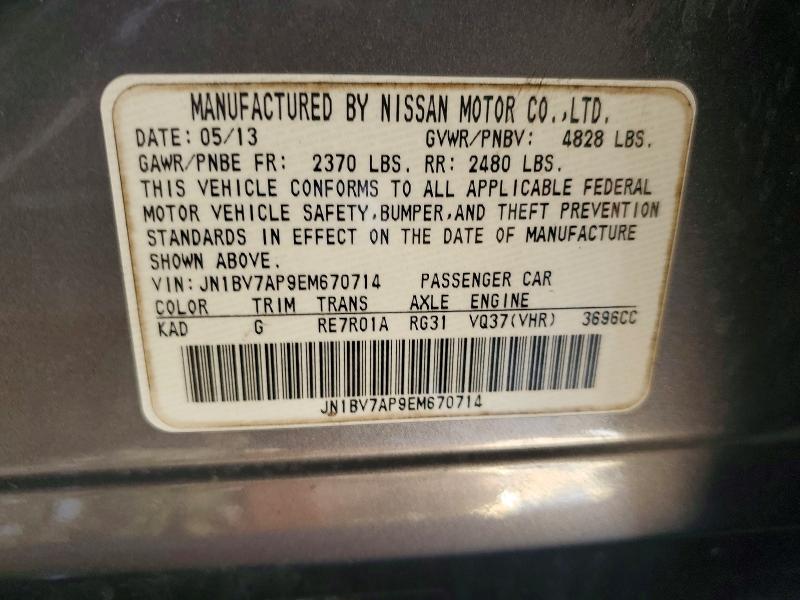 97095235 :رقم المزاد ، JN1BV7AP9EM670714 vin ، 2014 Infiniti Q50 مزاد بيع