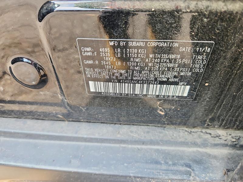 Продажа на аукционе авто 2019 Subaru Outback, vin: 4S4BSANC4K3272642, номер лота: 75087345