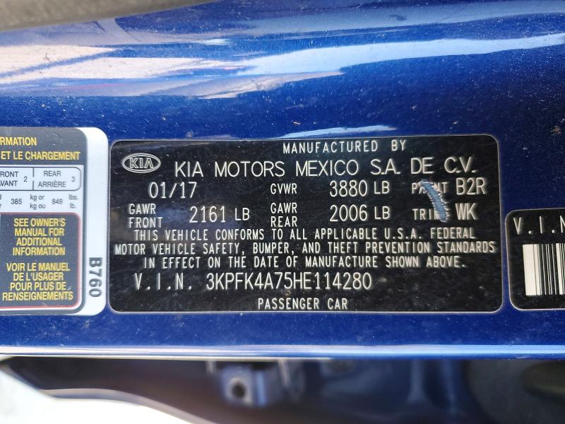Продаж на аукціоні авто 2017 Kia Forte Lx, vin: 3KPFK4A75HE114280, номер лоту: 73606385