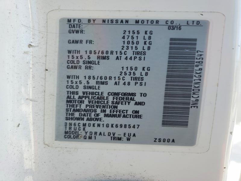 Aukcja sprzedaży 2016 Nissan Nv200, vin: 3N6CM0KN1GK698547, numer aukcji: 75193375