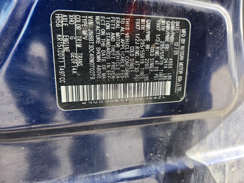 Aukcja sprzedaży 2024 Nissan Rogue, vin: JN8BT3DC4RW070279, numer aukcji: 74953715
