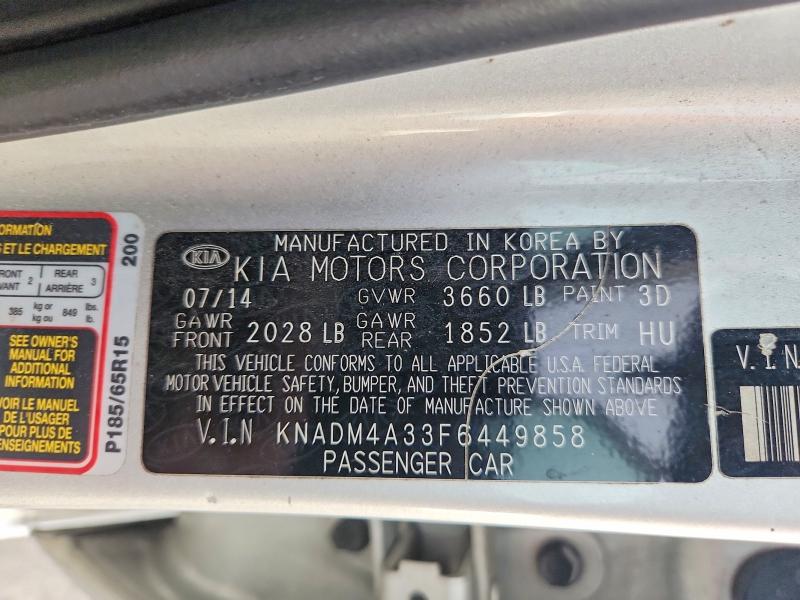 Aukcja sprzedaży 2015 Kia Rio, vin: KNADM4A33F6449858, numer aukcji: 72939135