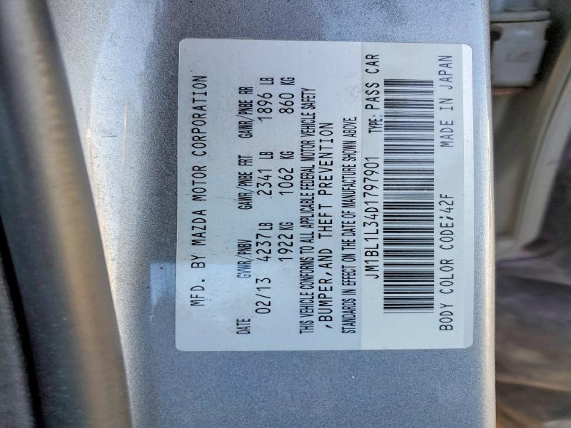 74217685 :رقم المزاد ، JM1BL1L34D1797901 vin ، 2013 Mazda Speed مزاد بيع
