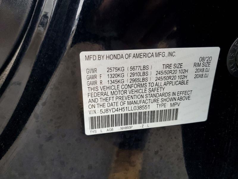 Продажа на аукционе авто 2020 Acura Mdx, vin: 5J8YD4H51LL038551, номер лота: 72197135