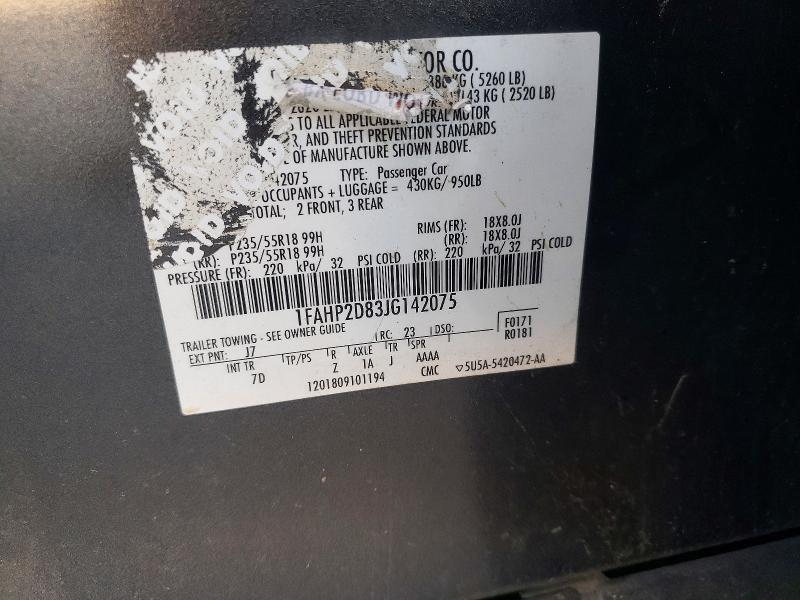 Продажа на аукционе авто 2018 Ford Taurus, vin: 1FAHP2D83JG142075, номер лота: 97697915