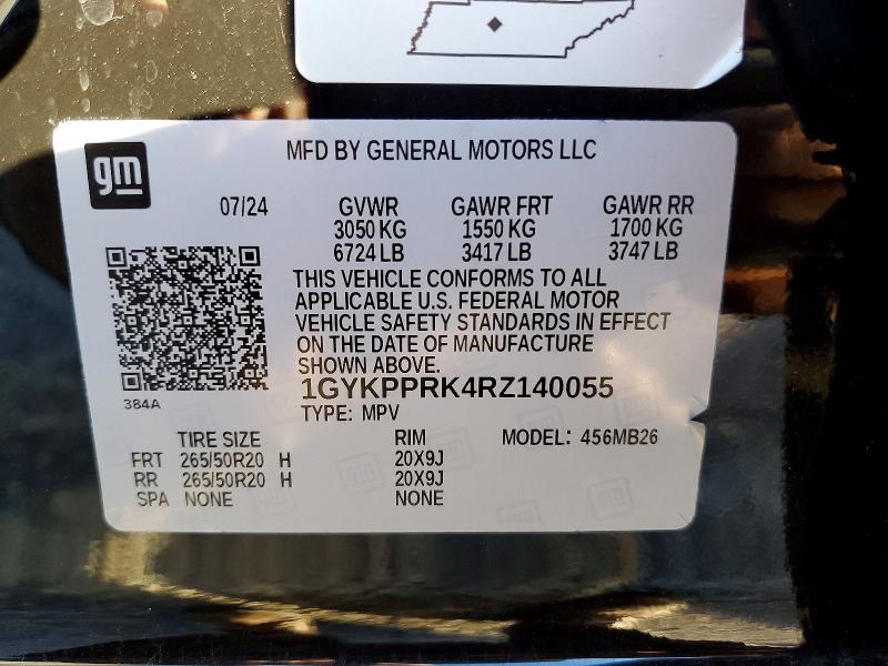 2024 Cadillac Lyriq მანქანა იყიდება აუქციონზე, vin: 1GYKPPRK4RZ140055, აუქციონის ნომერი: 73259465