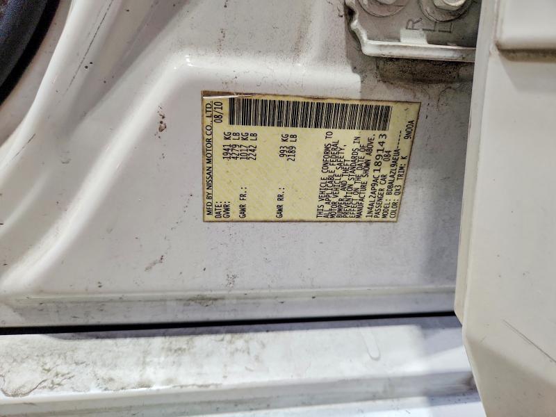 2010 Nissan Altima მანქანა იყიდება აუქციონზე, vin: 1N4AL2AP9AC189143, აუქციონის ნომერი: 74802515
