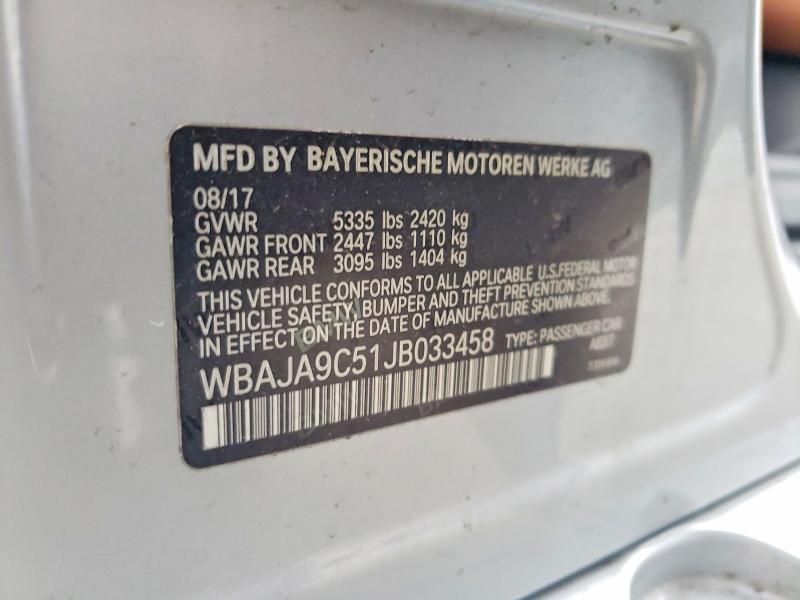Продаж на аукціоні авто 2018 Bmw 530e, vin: WBAJA9C51JB033458, номер лоту: 98270915