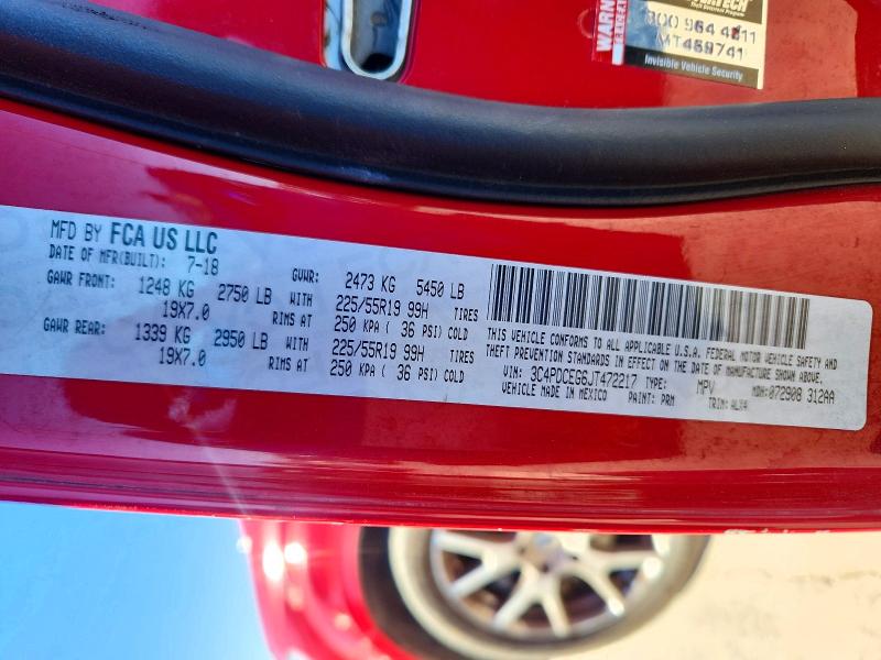 72484915 :رقم المزاد ، 3C4PDCEG6JT472217 vin ، 2018 Dodge Journey Gt مزاد بيع
