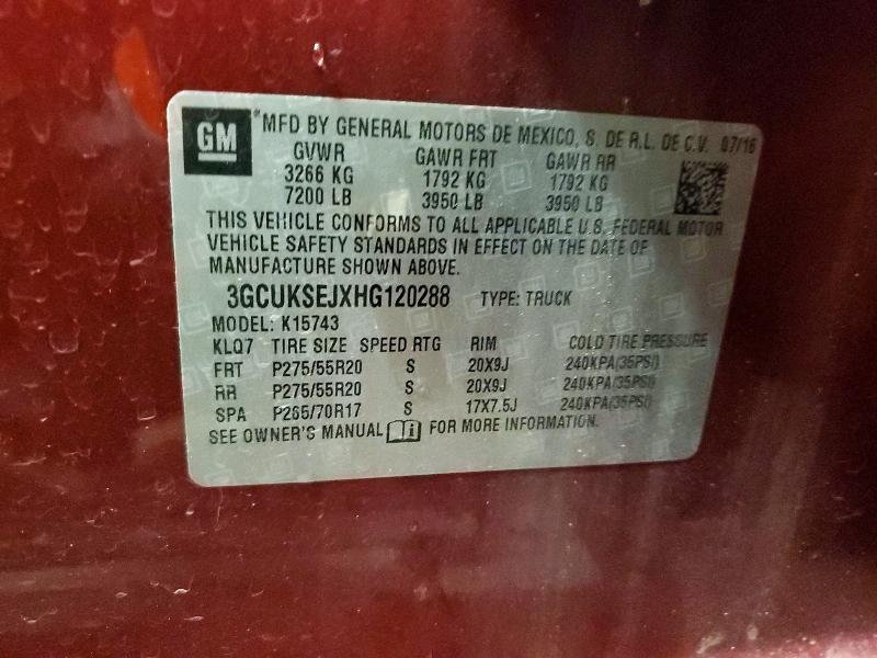 Продажа на аукционе авто 2017 Chevrolet Silverado, vin: 3GCUKSEJXHG120288, номер лота: 97530345