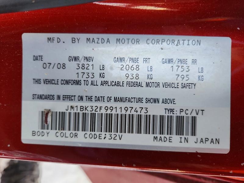 Aukcja sprzedaży 2009 Mazda 3, vin: JM1BK32F991197473, numer aukcji: 98985965