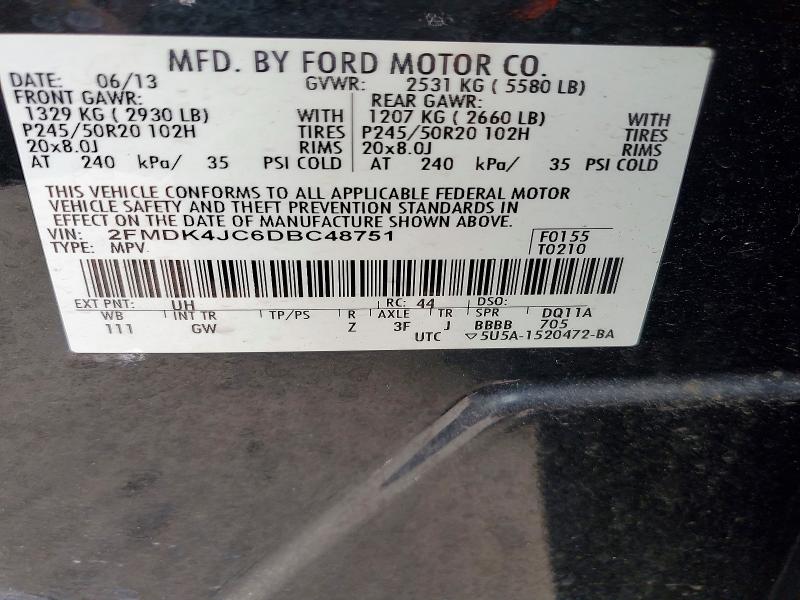 Aukcja sprzedaży 2013 Ford Edge Sel, vin: 2FMDK4JC6DBC48751, numer aukcji: 97303605