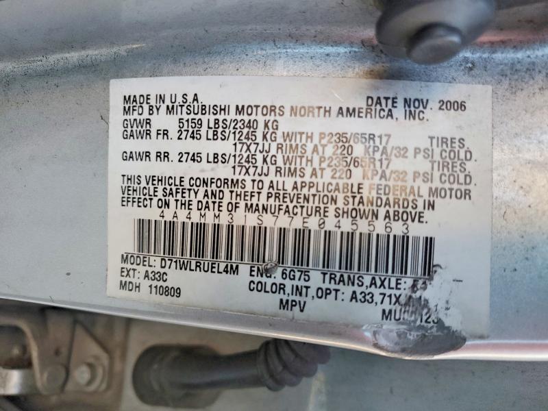Продаж на аукціоні авто 2007 Mitsubishi Endeavor, vin: 4A4MM31S77E045563, номер лоту: 73799425