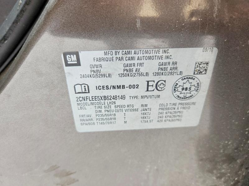 2011 Chevrolet Equinox მანქანა იყიდება აუქციონზე, vin: 2CNFLEE5XB6248149, აუქციონის ნომერი: 73093405