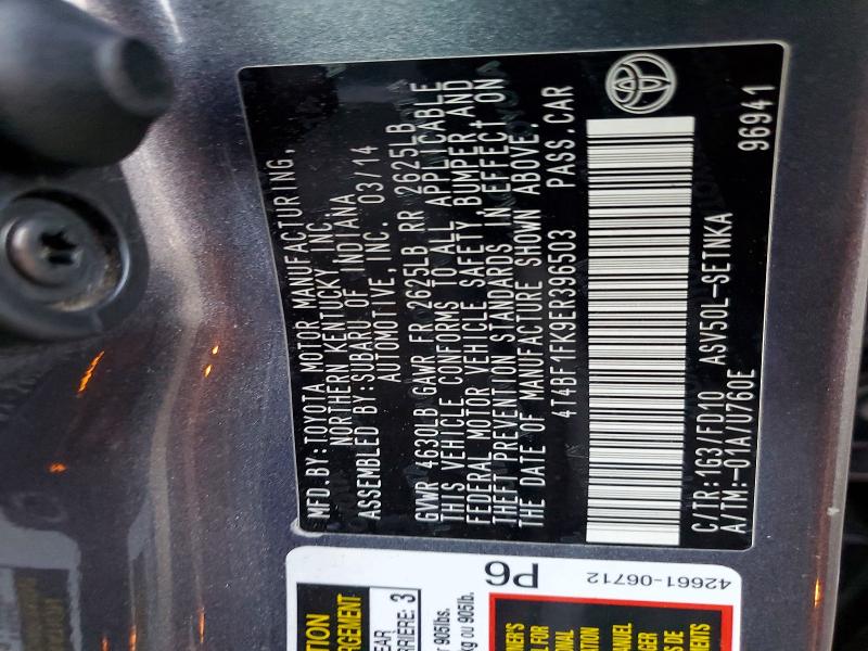 99923025 :رقم المزاد ، 4T4BF1FK9ER396503 vin ، 2014 Toyota Camry مزاد بيع