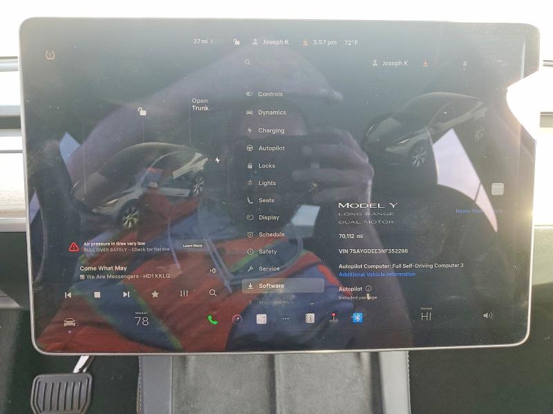 Aukcja sprzedaży 2022 Tesla Model Y, vin: 7SAYGDEE3NF352298, numer aukcji: 75013095