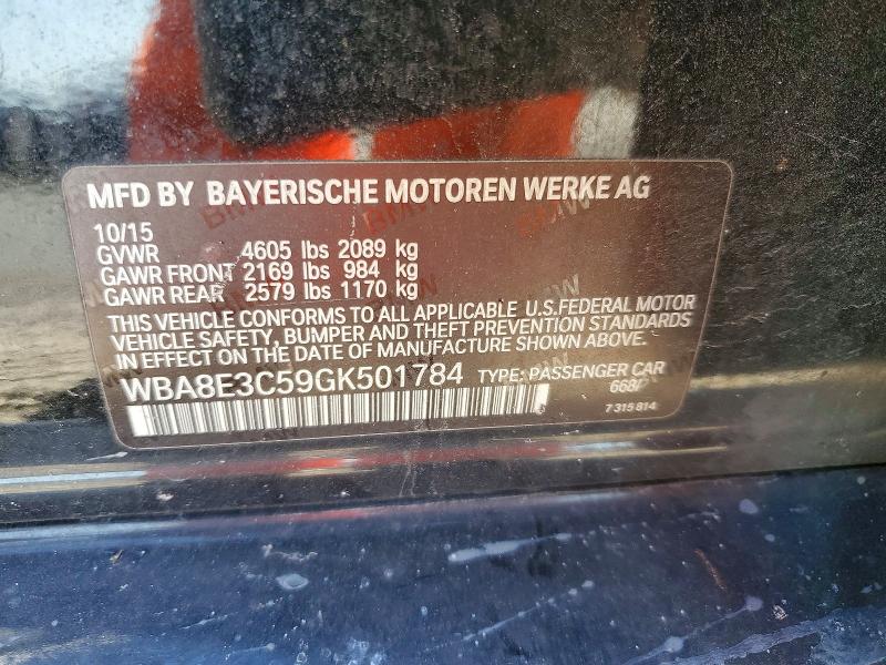 2016 Bmw 328 მანქანა იყიდება აუქციონზე, vin: WBA8E3C59GK501784, აუქციონის ნომერი: 74253305