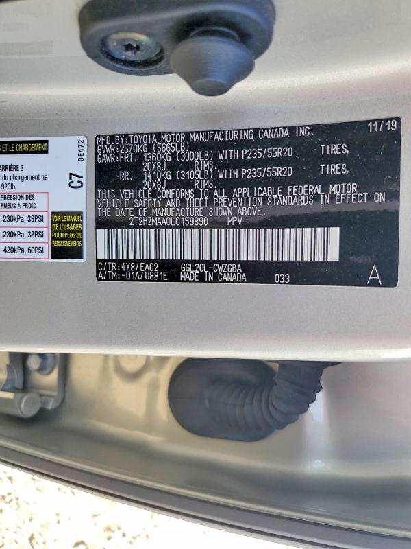 Продажа на аукционе авто 2020 Lexus Rx 350, vin: 2T2HZMAA0LC159890, номер лота: 98895055